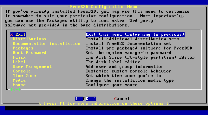 FreeBSD Configuration Menu