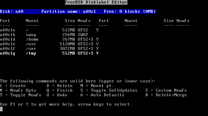 FreeBSD disklabel final